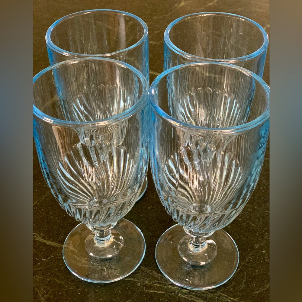 MARTHA STEWART | Set of 4 | Blue Glass Swirl Ice Tea Goblets